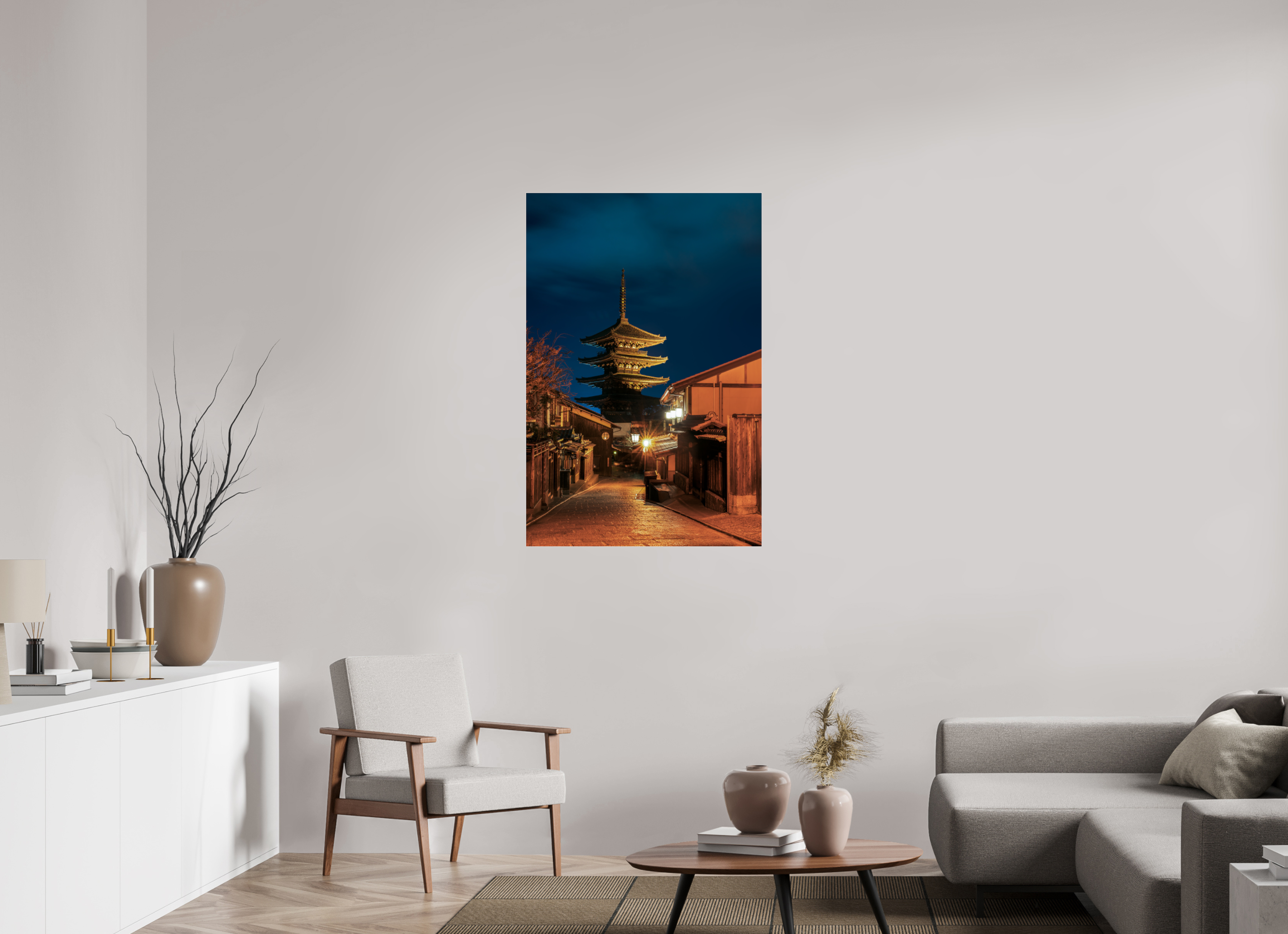 30 x 45″, Photo Print Under Acrylic Glass (0.16") Moonlit Pagoda
