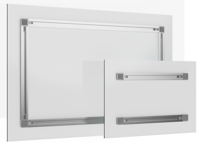 Aluminum rail system on the back of a ChromaLuxe metal print